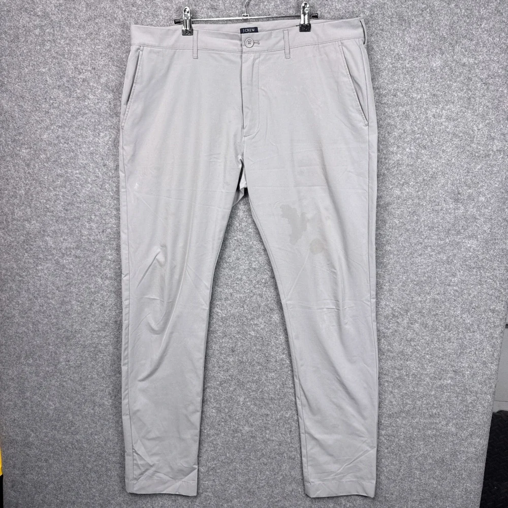 J.Crew Flex Slim Mens 36x34 Light Grey Performance Tech Chino Pants Slim Fit